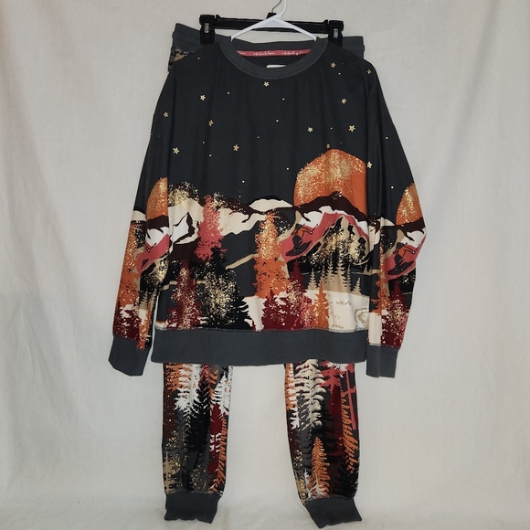 Make Time To Dream Pajama Set - Gray and Gold, Burgundy And Cream Very Soft Warm - Picture 1 of 10